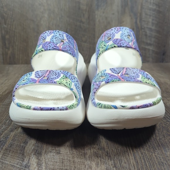 Crocs Classic Crush Butterfly Sandal Iconic Wedge Platform White Woman Size 8 - Picture 3 of 14
